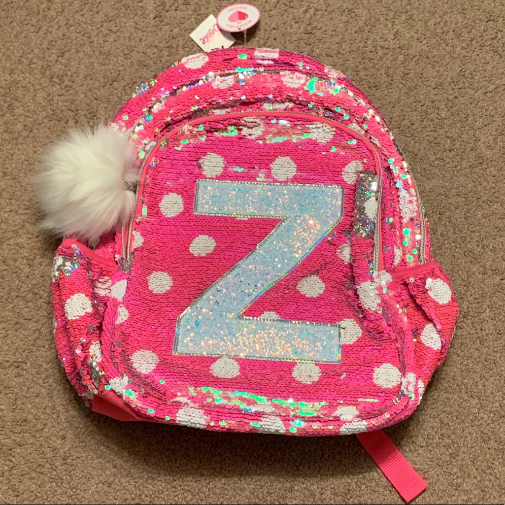 Justice Polka Dot Flip Sequins Backpack Initial Z